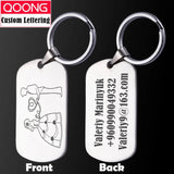 Custom Engraved Metal Card Key Chain Men Women Personalized Key Ring