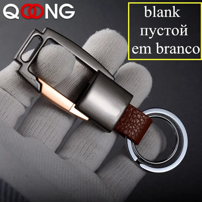 Alloy Leather Men Keychain Bag Pendant Key Chain Ring Metal Car Keyring