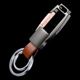 Alloy Leather Men Keychain Bag Pendant Key Chain Ring Metal Car Keyring