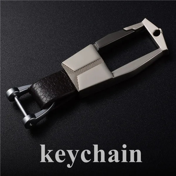 Men Metal Leather Keychain Detachable Car Key Ring Horseshoe Buckle