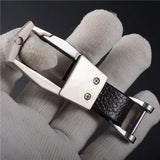 Men Metal Leather Keychain Detachable Car Key Ring Horseshoe Buckle