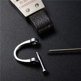 Men Metal Leather Keychain Detachable Car Key Ring Horseshoe Buckle
