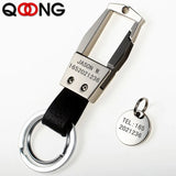 Men Keychain Car Keyring Leather Metal Auto Key Holder Lettering Y07