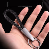Hand Knitt Leather Rope Car Key Chain Metal Keyrings Holder