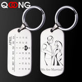 Personalized Calendar Keychain Metal Card Key Chain Men Women Signature Car Key