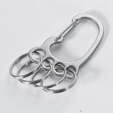 Stainless Steel Big Feet Key Chain Holder with 4 Keyrings