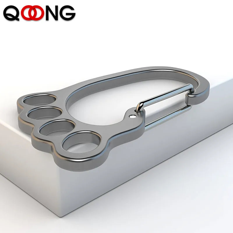 Stainless Steel Big Feet Key Chain Holder with 4 Keyrings