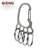 Stainless Steel Big Feet Key Chain Holder with 4 Keyrings