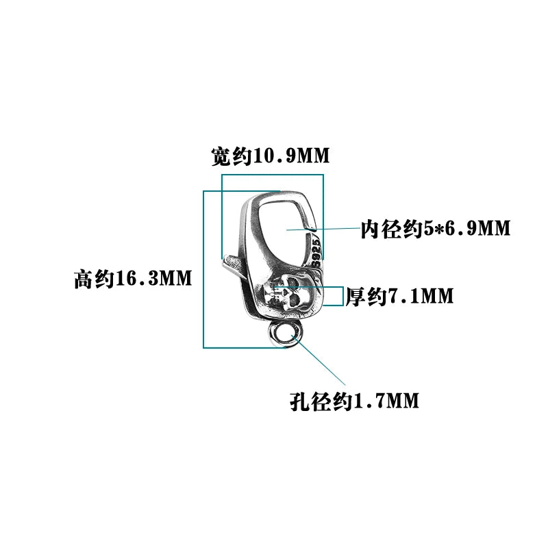 925 Sterling Silver Skull Clasp for DIY Jewelry Making