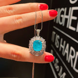 Lab Emerald Tourmaline Stone Necklace Women Sweater Necklace