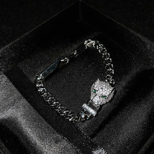 925 Silver Leopard Zirconia Bracelet Adjustable Fine Jewelry