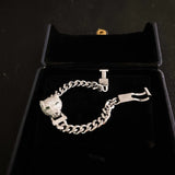 925 Silver Leopard Zirconia Bracelet Adjustable Fine Jewelry