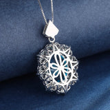 Brazil Paraiba Turmalin Pendant Necklace with Chain Women Silver Vintage Jewelry
