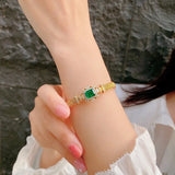 Square Tourmaline Gemstone Cuff Bangle with Buckle