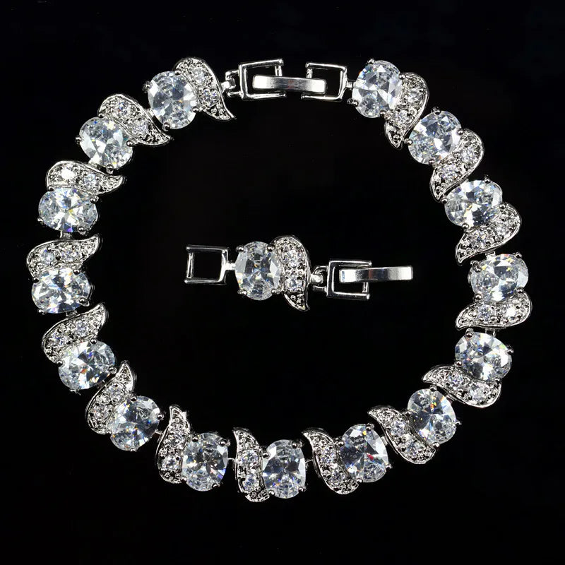 925 Silver Girl's Bracelet Charms Marquise Tennis Bracelet Wedding Jewelry