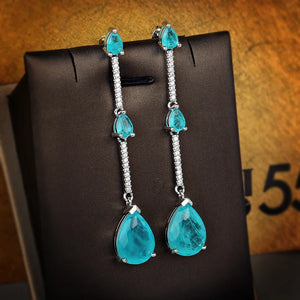 Water Drop Paraiba Tourmaline 925 Silver Earrings for Women