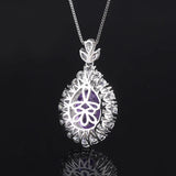 13*18 Amethyst Pendant Necklace Silver Tourmaline Moissanite Gemstone
