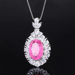 13*18 Amethyst Pendant Necklace Silver Tourmaline Moissanite Gemstone