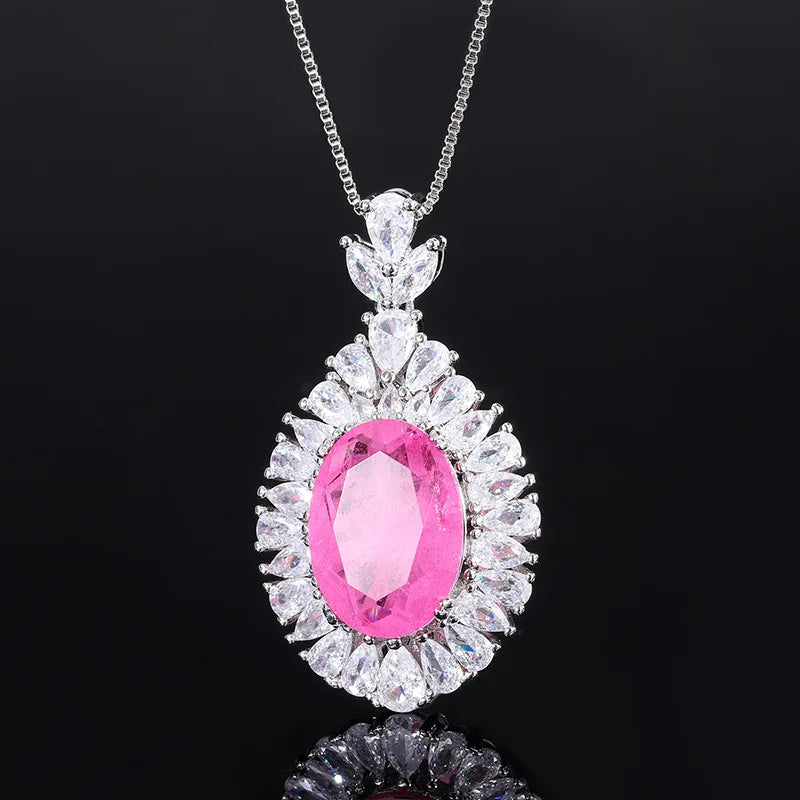 13*18 Amethyst Pendant Necklace Silver Tourmaline Moissanite Gemstone