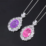 13*18 Amethyst Pendant Necklace Silver Tourmaline Moissanite Gemstone