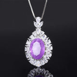 13*18 Amethyst Pendant Necklace Silver Tourmaline Moissanite Gemstone