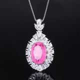 13*18 Amethyst Pendant Necklace Silver Tourmaline Moissanite Gemstone
