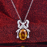 Silver CZ Bowknot Chokers Necklace Chains