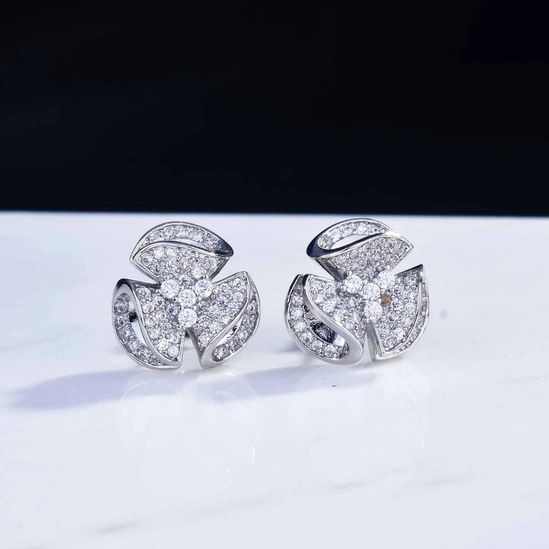 Sparkling Stud Earrings Simulated Diamonds Women Anniversary Gift