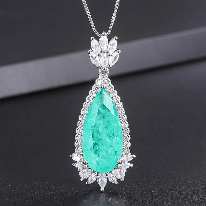 Vintage Paraiba Aquamarine Pendant Necklace for Women