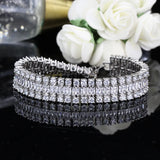 925 Silver 3 Layers Tennis Bracelet Bangle Women Party Anniversary Accessory