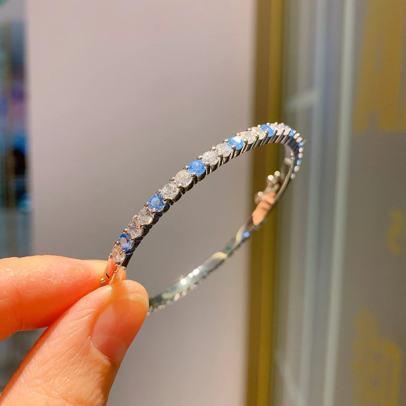 925 Silver CZ Crystal Bracelet for Women Party Jewelry