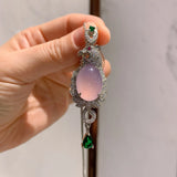 Silver Necklace Tourmaline Emerald Stone Pendant Jewelry Women
