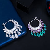 Bohemia Water Drop Zircon Crystal Silver Earrings