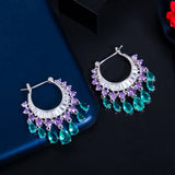 Bohemia Water Drop Zircon Crystal Silver Earrings