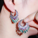 Bohemia Water Drop Zircon Crystal Silver Earrings