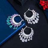Bohemia Water Drop Zircon Crystal Silver Earrings