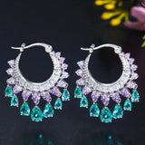 Bohemia Water Drop Zircon Crystal Silver Earrings