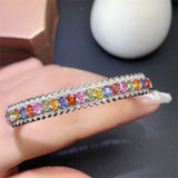 Bohemia Style Charm Chain Bracelet Silver Rainbow Zircon Stone