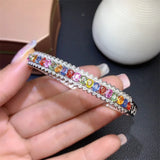 Bohemia Style Charm Chain Bracelet Silver Rainbow Zircon Stone