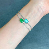 925 Sterling Silver Rectangle Paraiba Emerald Tourmaline Bracelet