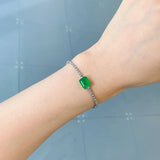 925 Sterling Silver Rectangle Paraiba Emerald Tourmaline Bracelet