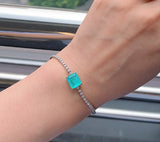 925 Sterling Silver Rectangle Paraiba Emerald Tourmaline Bracelet