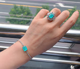 925 Sterling Silver Rectangle Paraiba Emerald Tourmaline Bracelet