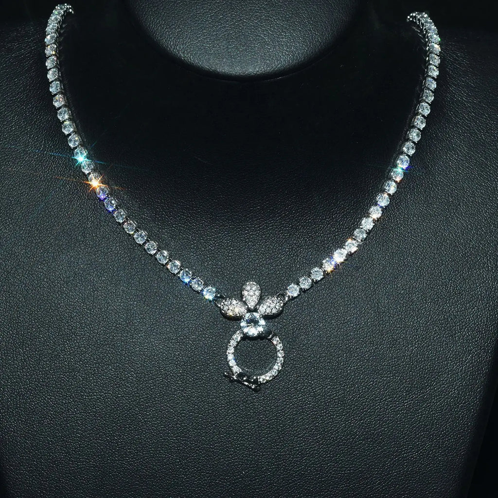 Vintage CZ Pendant Silver Necklace for Women
