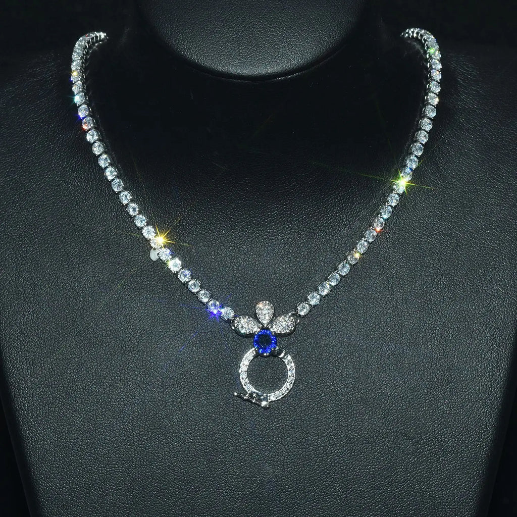Vintage CZ Pendant Silver Necklace for Women