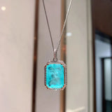 Rectangle Neck Pendant Women Paraiba Lab Emerald Tourmaline