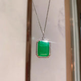 Rectangle Neck Pendant Women Paraiba Lab Emerald Tourmaline