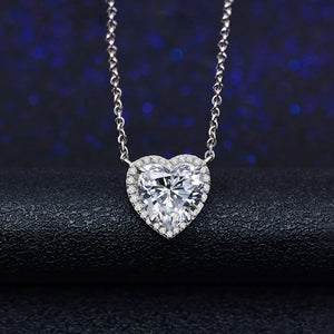 Heart CZ Pendant Necklace Silver Chain