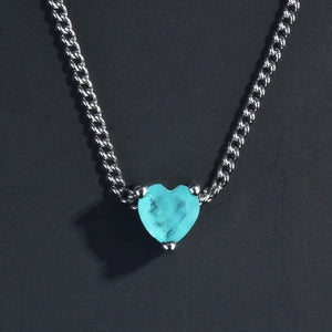 Heart Paraiba Tourmaline Stone Pendant Necklace Bridal Wedding Jewelry