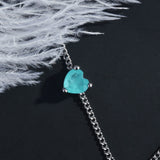 Heart Paraiba Tourmaline Stone Pendant Necklace Bridal Wedding Jewelry